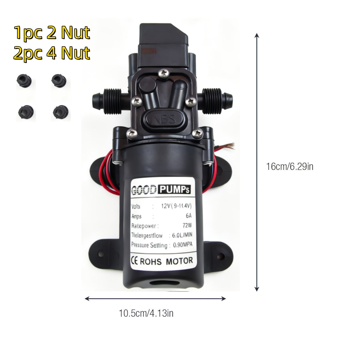 1/2/3pcs 12V Self Priming Sprayer, 130PSI High Pressure Portable Electric Water Pump, Durable ABS Material, for Camper Van, Car Wash, Tap Water Pressurization, Fish Tank, Bath, RV, And More, Without Battery
