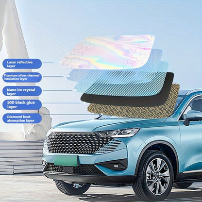 Laser Insulation Windshield Sunshade 5-Layer Thickened Front Window Heat Blocker Diamond Pattern Gold Black Fits All Vehicles Ford F150 Toyota Tundra Sienna UV Sun Protection Car Heat Shield