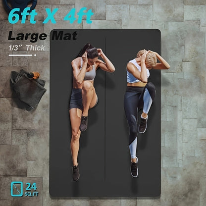 Large TPE Yoga Mat 6'x4' Extra Thick 1/3" – Alignment Lines, Double-Sided Non-Slip Professional Mat for Yoga, Pilates & Home Workout for Women & Men
