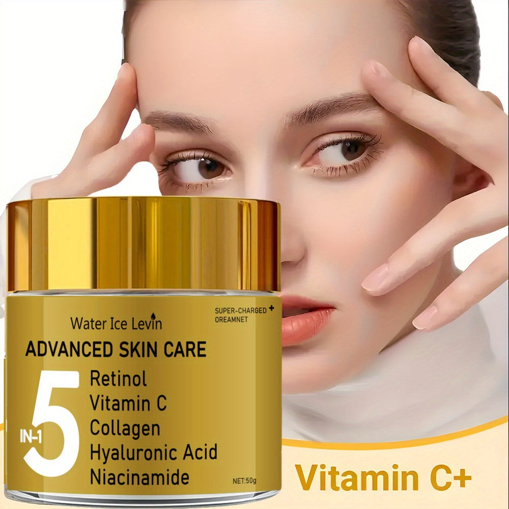 Retinol Niacinamide Anti-Aging Face Cream 5-in-1 – Vitamin C, Collagen & Hyaluronic Acid Instant Lifting Tightening Moisturizer, Brightening Pore Minimizing Luxury Formula for Men & Women All Skin Types