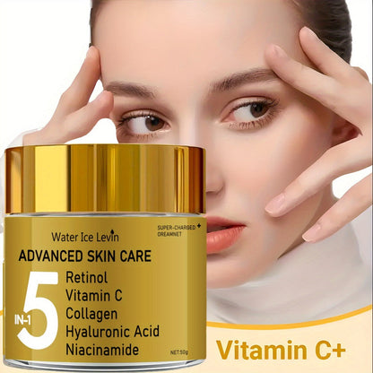 Retinol Niacinamide Anti-Aging Face Cream 5-in-1 – Vitamin C, Collagen & Hyaluronic Acid Instant Lifting Tightening Moisturizer, Brightening Pore Minimizing Luxury Formula for Men & Women All Skin Types