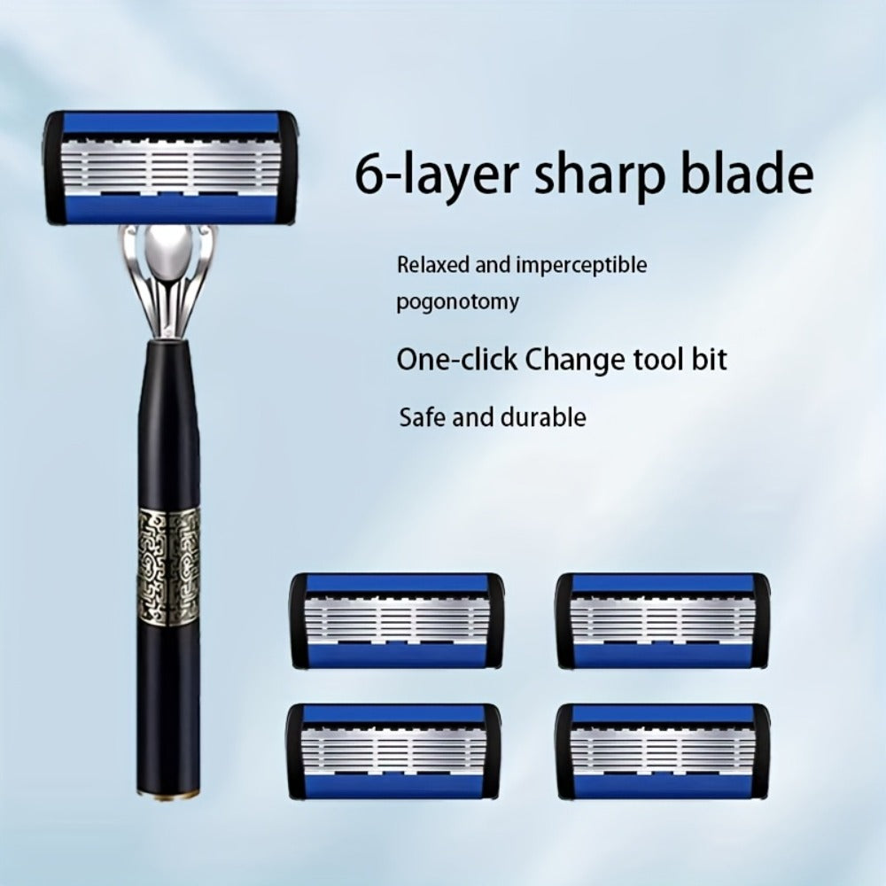 Replaceable Blade Razor for Men Stainless Steel Ultra-Sharp 36 or 72 Blades Anti-Slip Ergonomic Handle Smooth Safe Close Shave Daily Grooming Kit Travel Gift for Him