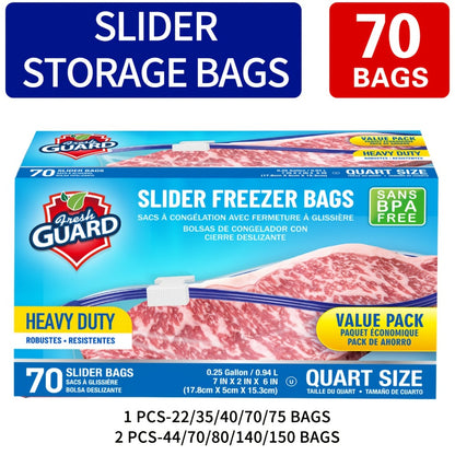 Heavy Duty Slider Storage Bags Ziplock Freezer Bags for Food Fruit Meat Vegetable Grain Kitchen