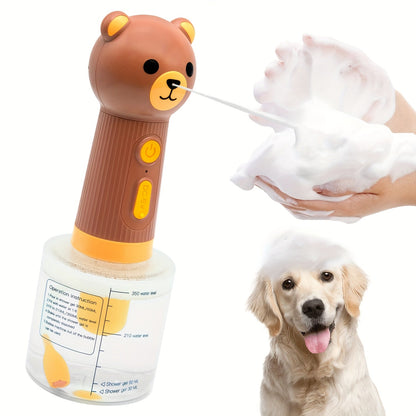 Pet Foam Bath Dispenser Electric - Automatic Dog Soap Shampoo Mixing Bottle IPX7 Waterproof Rechargeable Cleaning Foam Machine for Dog Cat Puppy & Children