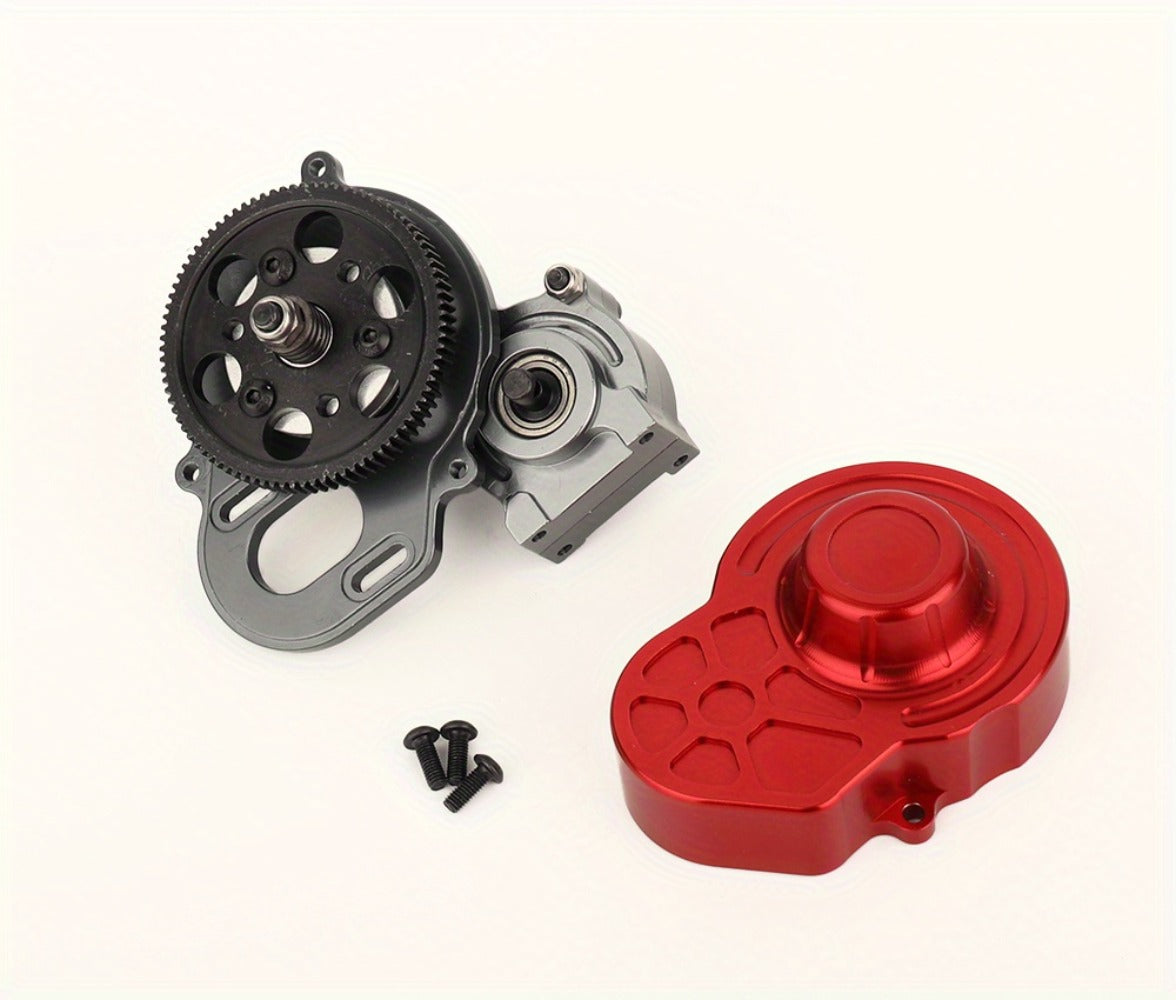 Metal Gearbox with Motor Gears for 1/10 RC Crawler Truck – LCG Transmission Upgrade for Axial SCX10 WRAITH 313mm Wheelbase, Red Titanium Alloy Precision Machined Parts