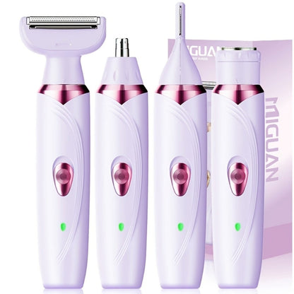 Facial Hair Remover for Women Electric USB Rechargeable Multifunctional Trimmer Set for Eyebrows Nose Face Legs Painless Portable Lady Grooming Kit Pink Purple Gift Set