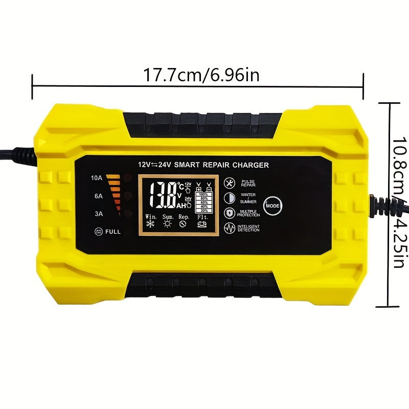 12V/24V10A American Standard Plug Electric Forklift Sweeping Machine Floor Washer Charger 12V/24V10A Lead-Acid Battery Lithium Battery Intelligent Fast Charging Car Battery 12V/24V Battery Charger Intelligent Electric Vehicle High-Power Charger