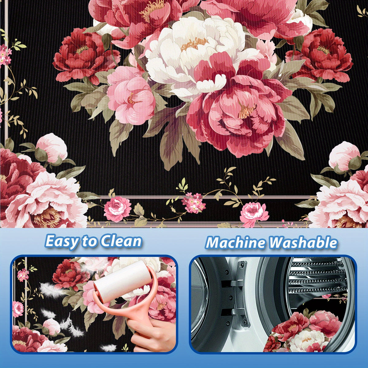 1pc Car Rear Cargo Pad, Elegant Pink Peony Floral Arrangementthe Pattern Design, Anti-Slip, Wear-Resistant, Washable, Keep The Car Interior Clean And Tidy, General, Pet Mat, Car Accessories Interior.