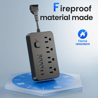 Outlet Extender Power Strip Wall Mountable 14-in-1 10-in-1 with 8 AC Outlets 6 USB Ports 2 USB-C One-Touch Control Switch Overload Protection Short Cord Design for Home Office School Den White Black