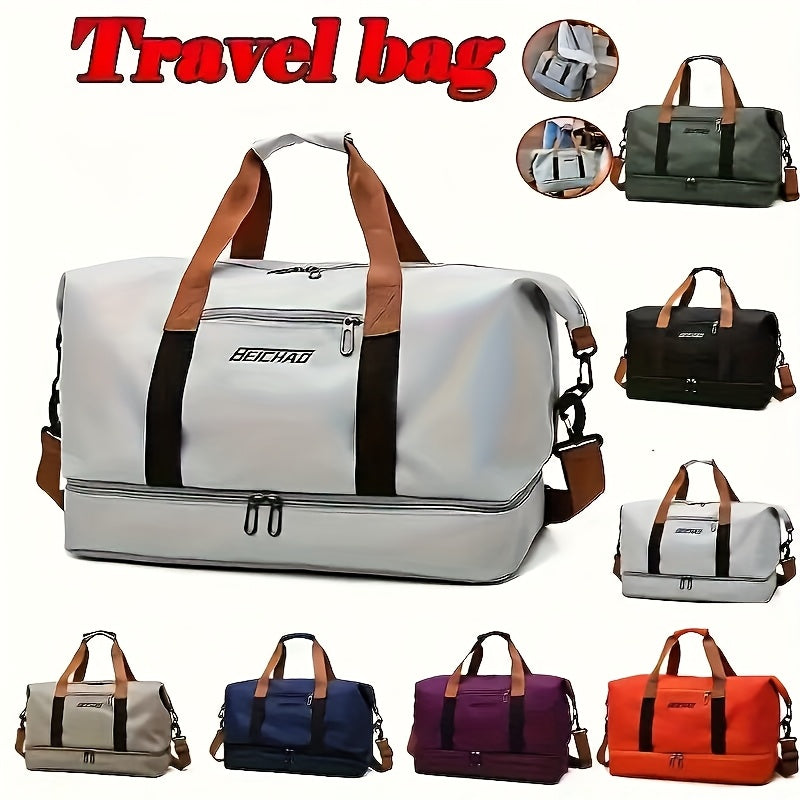 Waterproof Travel Bag Women Gym Yoga Bag Dry Wet Separation Large Capacity Overnight Weekend Tote Duffel Bag Fitness Sports Handbag Outdoor Leisure Luggage Bag