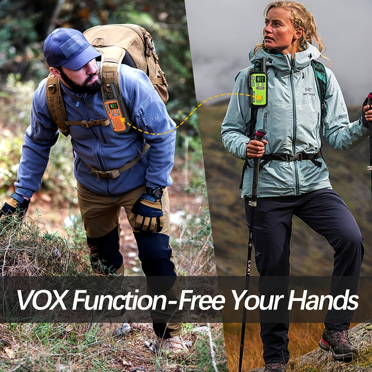 Long Range Walkie Talkies for Adults, BAOFENG 22 FRS Channels LCD Display VOX Hands-Free, USB-C Rechargeable Li-ion Battery, 2-3 Mile Range, for Hiking Camping Family Outdoor Emergency