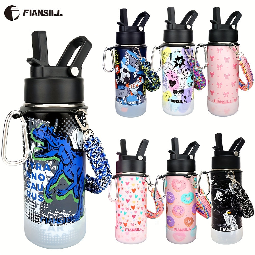 Insulated Water Bottle 16oz - Stainless Steel Vacuum Tumbler with Fun Printed Designs - Leak-Proof Kids & Teen Water Bottle, Perfect Gift for Students, Boys, Girls & Outdoor Activities