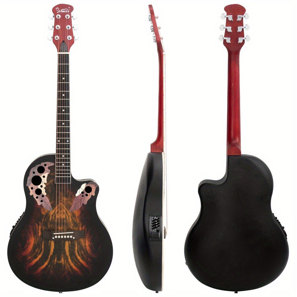 41 Inch Full-Size Cutaway Acoustic-Electric Guitar Grape Voice Hole Spruce Top Round Back Sunset Color detail image - detail view 11