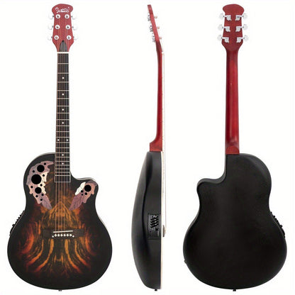 41 Inch Full-Size Cutaway Acoustic-Electric Guitar Grape Voice Hole Spruce Top Round Back Sunset Color detail image - detail view 11