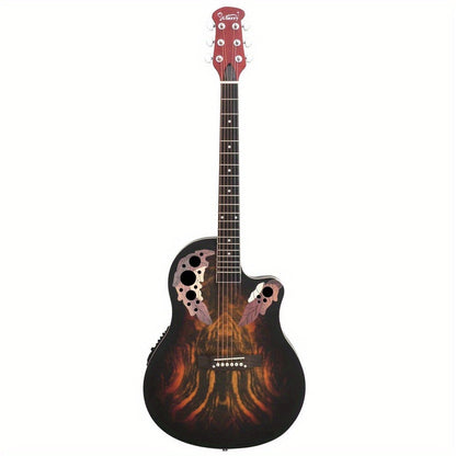 41 Inch Full-Size Cutaway Acoustic-Electric Guitar Grape Voice Hole Spruce Top Round Back Sunset Color detail image - detail view 4