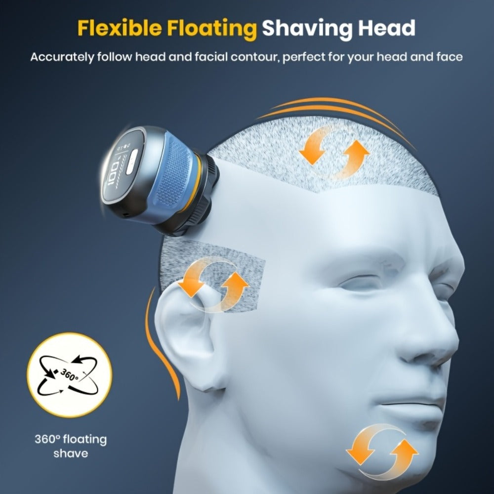 6D Magnetic Rotary Head Shaver IPX7 Waterproof Rechargeable – Quiet Motor Bald Head Shaver & Beard Trimmer with Replaceable Magnetic Blade Heads, Wet Dry Grooming Kit Gift for Men