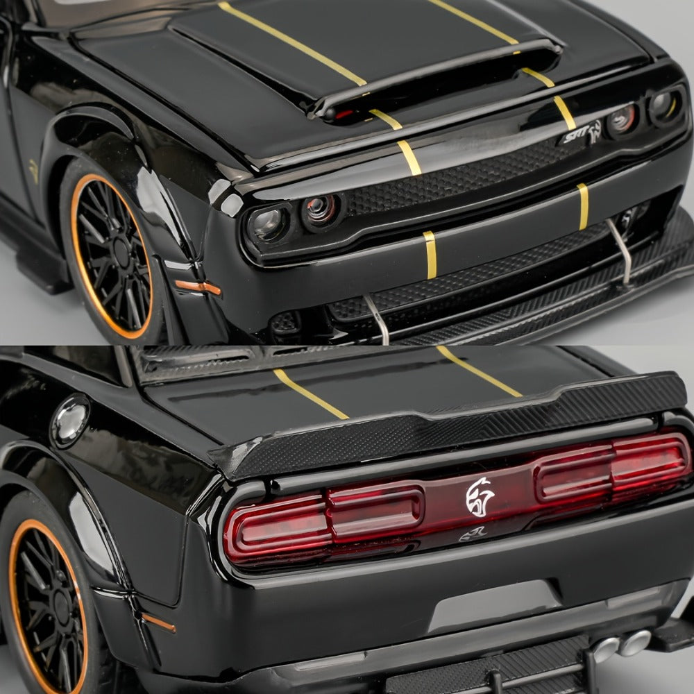 1:32 Scale Dodge Hellcat Die-Cast Metal Car Model with Openable Doors & Display Base – Collector Diecast Vehicle, Desk Decoration, Birthday Christmas Gift for Adults Men