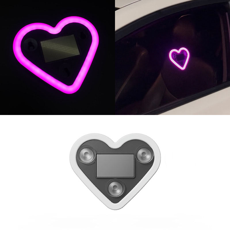 Set of 2 Car Interior Neon Heart Lights Available in Blue, Pink, Red, Ice Blue, Rechargeable Via Solar Or USB, Featuring 5 Lighting Modes, Perfect for Decorating Car Dashboards And Home Parties, an Ideal Gift for Couples During Halloween, Christmas