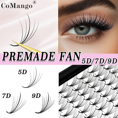120-Fan Tray Premade Volume Lash Extensions 5D 7D 9D Wispy Faux Mink Eyelash Extensions C D Curl Mix 8-15mm Fluffy Pointy Base Individual Lashes for DIY Beginners Natural Look