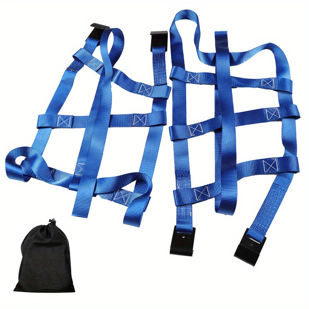 2pcs Blue Tire Strap 14 to 17 Inch Strap And 1 Handbag Replacement for SUV Light Truck 10, 000 Lbs Break Strength