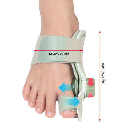 Bunion Corrector Splint with Double Correction – Stepless Adjustable Knob, 3-Angle Fixing Plate, Fits Left & Right Foot for Men & Women