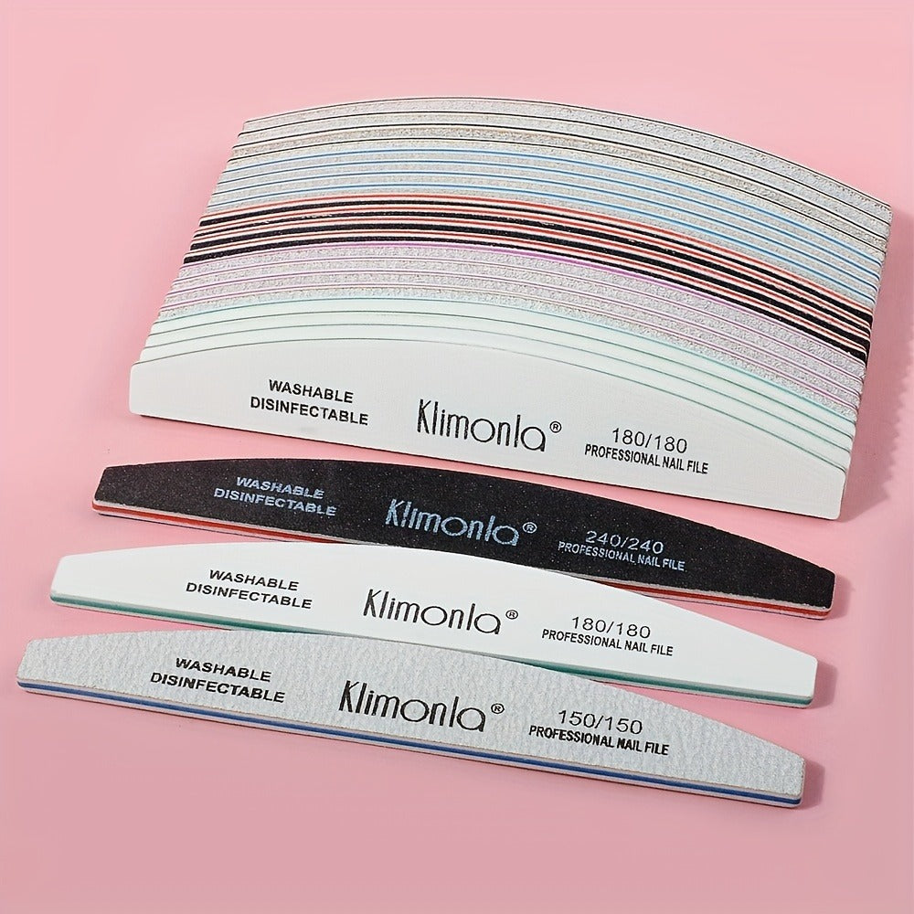 Nail File Set Professional Half Moon Rolled Sanding Strips 5 & 10 Pcs - Gray Sanding Bands for Shaping Buffing Smoothing Natural Acrylic Gel Press-On Nails - Salon Quality Nail Filing Tools for Women