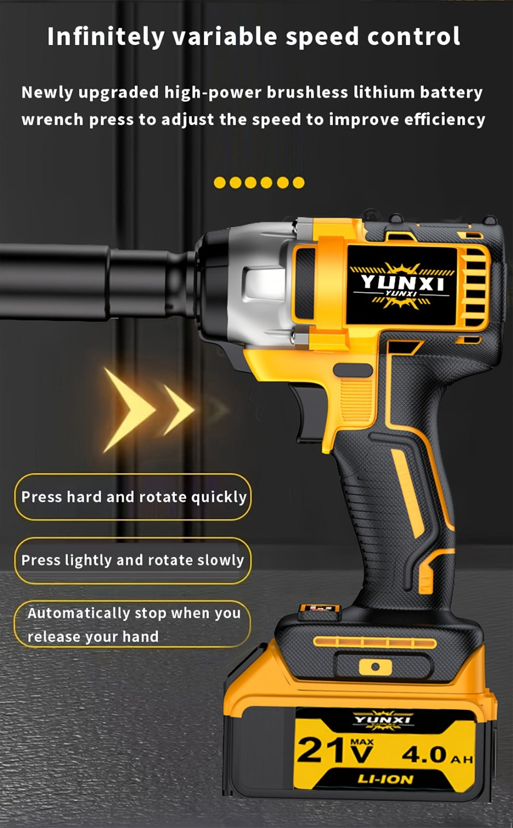 21V Cordless Impact Wrench Kit High Torque Brushless with 4000mAh Rechargeable Battery – Wireless Power Wrench Driver for Car Motorcycle Repair, DIY Home Projects, Gift for Mechanics & Men