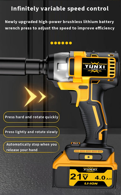 21V Cordless Impact Wrench Kit High Torque Brushless with 4000mAh Rechargeable Battery – Wireless Power Wrench Driver for Car Motorcycle Repair, DIY Home Projects, Gift for Mechanics & Men