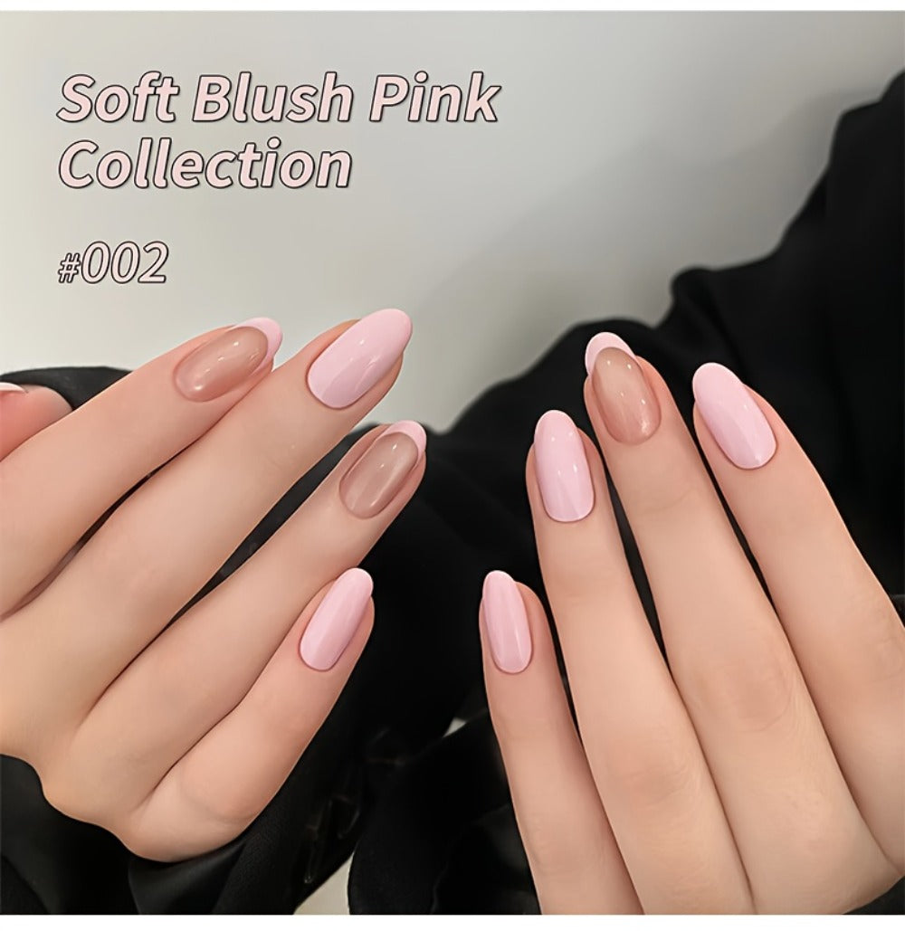 Gel Nail Polish Set 8 Colors Semi-Permanent Soak-Off LED Cure Long-Lasting Manicure Kit - 0.51oz Each Bottle Gentle Pink Shades 001-008 DIY Home Salon Nail Art Gift for Women