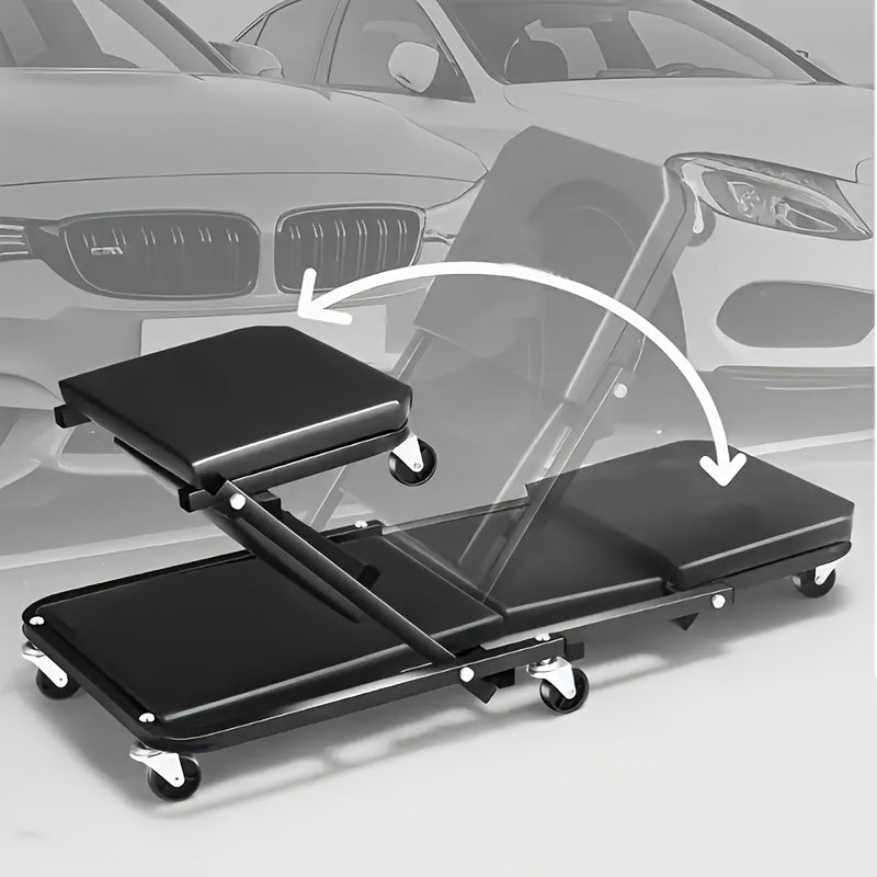 Mechanic Creeper 36-Inch Z-Crawl Folding – Adjustable Load Board, 6-Wheel 2.5" Rolling Garage Repair Seat, Universal Fit with Optional Tool Kit Bundles
