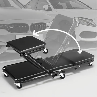 Mechanic Creeper 36-Inch Z-Crawl Folding – Adjustable Load Board, 6-Wheel 2.5" Rolling Garage Repair Seat, Universal Fit with Optional Tool Kit Bundles