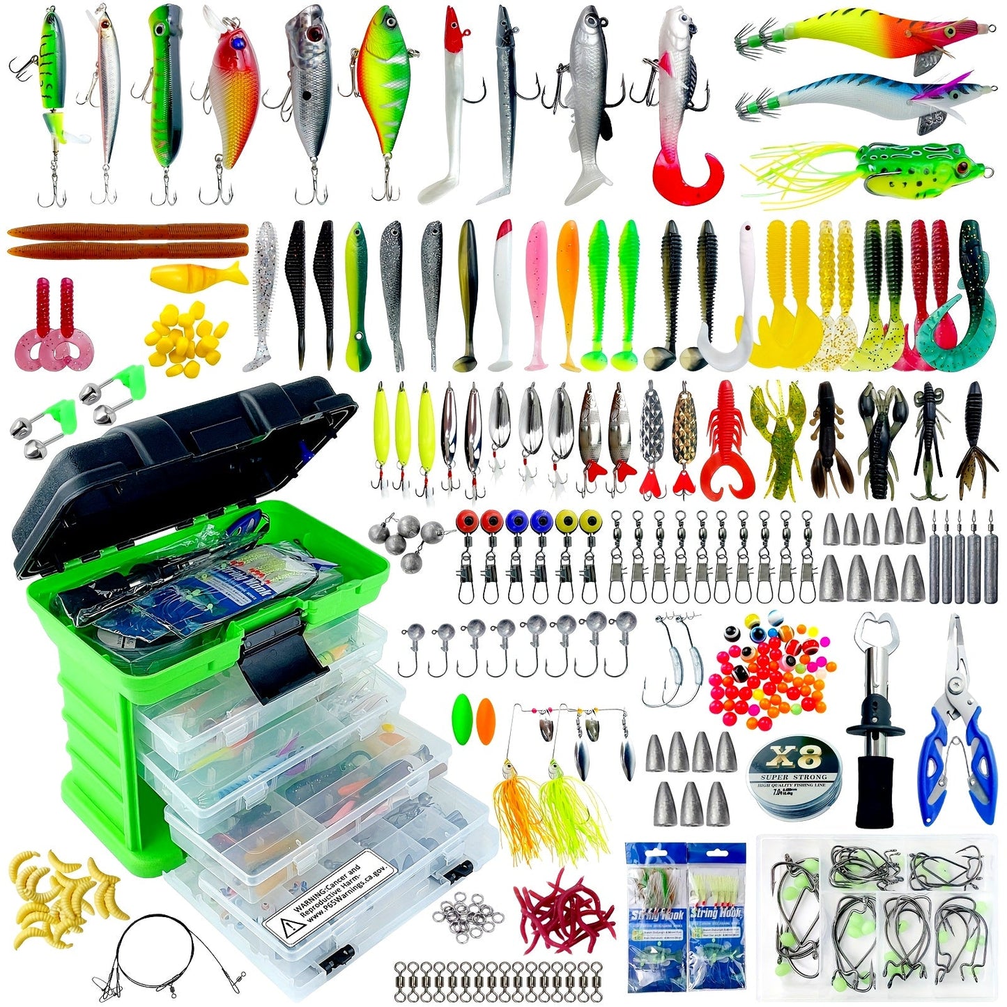 Fishing Lures Kit 346pcs with Tackle Box – Crankbaits, Minnow, Spinnerbaits, Spoons, Soft Baits, Jigs, Hooks, Weights & Sinkers, Topwater Lures for Freshwater & Saltwater Bass Fishing, Angler Gift Set