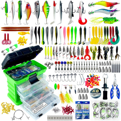 Fishing Lures Kit 346pcs with Tackle Box – Crankbaits, Minnow, Spinnerbaits, Spoons, Soft Baits, Jigs, Hooks, Weights & Sinkers, Topwater Lures for Freshwater & Saltwater Bass Fishing, Angler Gift Set