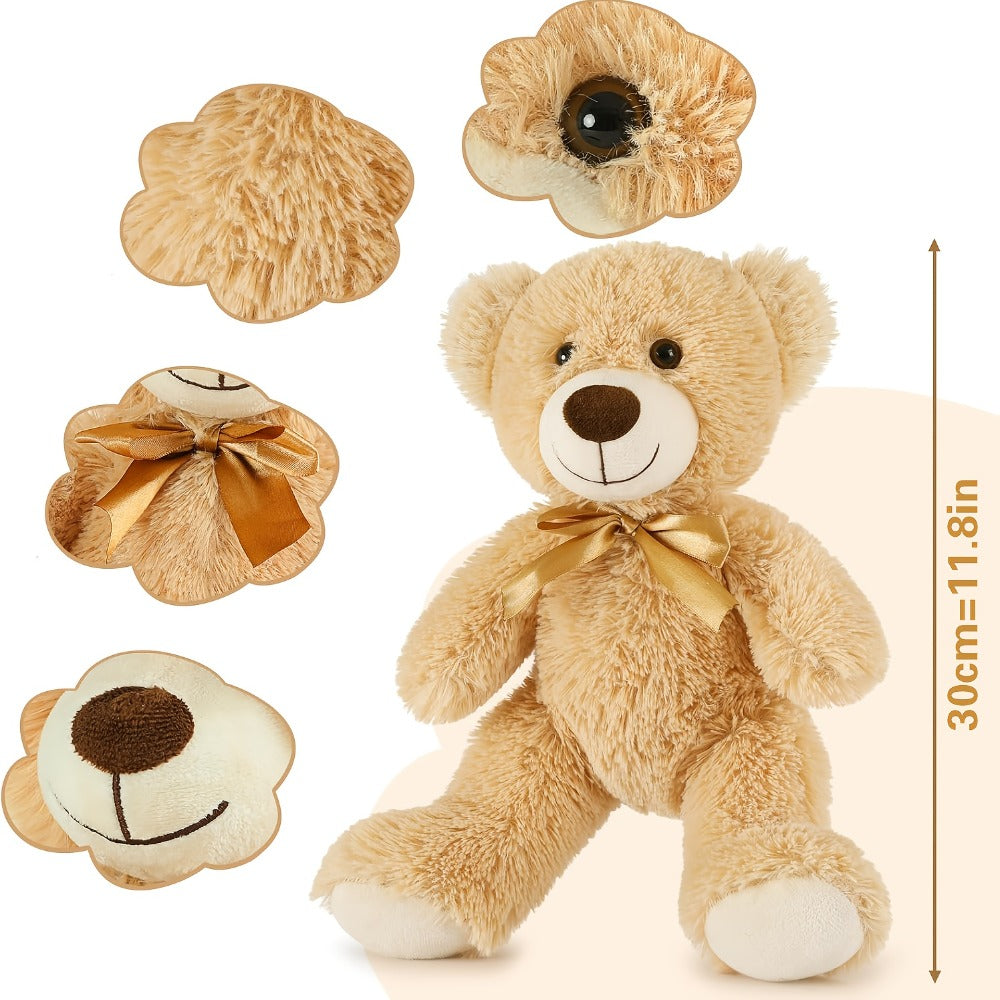 Mini Teddy Bears Set of 6 – Cute Small Khaki Stuffed Animal Plush Bears for Party Favors, Birthday Gift Bags, Classroom Prizes & Kids Toddlers Girls Boys