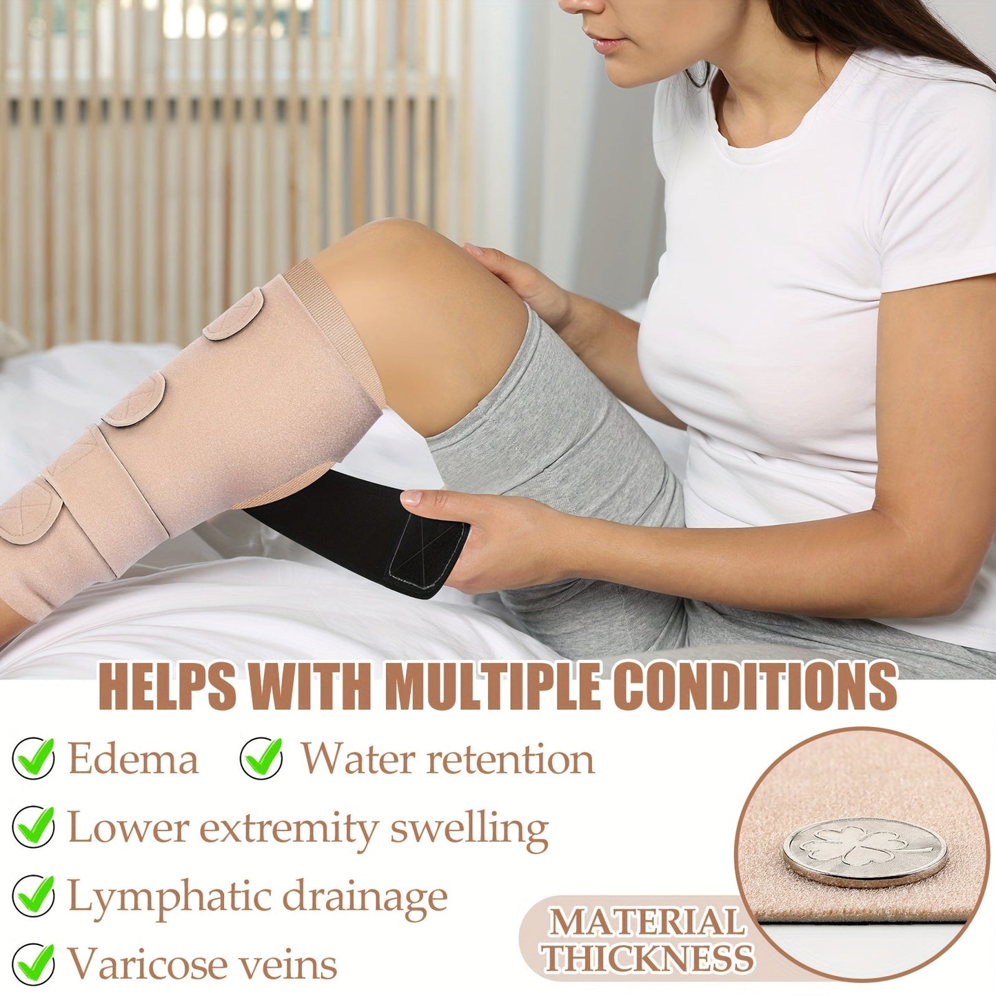 Compression Leg Wraps 3 Pairs - Adjustable Lower Leg Wrap for Lymphedema, Shin Splints & Calf Support, Breathable Non-Slip Compression Bandage for Men Women, Swelling Relief Leg Sleeve Wrap Set