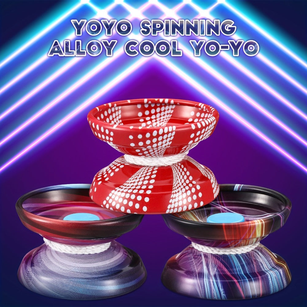 Metal Yoyo Ball 4 Pack Alloy Responsive Yoyo String Trick Toy for Beginners Kids Boys Adults Auto Return Technology Multi Style