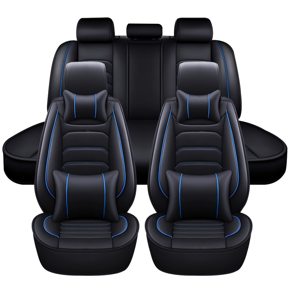 Faux Leather Car Seat Covers 5-Seat Full Set – Waterproof 360° Protection, Foam Padding, Universal Fit for SUV, Truck & Sedan (6 Colors)