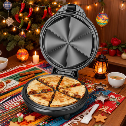 Electric Quesadilla Maker 9.5 Inch – Grilled Cheese Machine, Extra Stuffing Capacity, Easy 6-Wedge Slice, Non-Slip Feet | Also Available as 12 Inch Pizza Maker