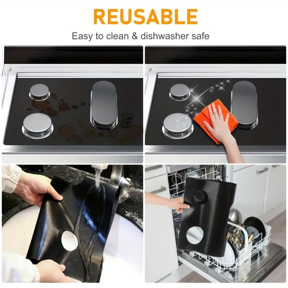 Gas Stove Burner Cover Mat Non-Stick Reusable Washable Stove Top Protector for LG 30-Inch Gas Stove – Oil-Resistant High-Temp Safe, Trimmable 5-Hole Design, Keeps Stove Clean & Scratch-Free