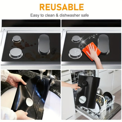 Gas Stove Burner Cover Mat Non-Stick Reusable Washable Stove Top Protector for LG 30-Inch Gas Stove – Oil-Resistant High-Temp Safe, Trimmable 5-Hole Design, Keeps Stove Clean & Scratch-Free