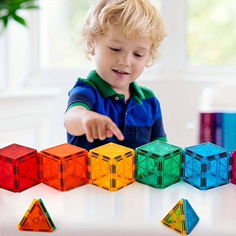 Magnetic Tiles 120 Pieces with 2 Cars – STEM Magnet Building Blocks Set for Toddlers Boys Girls Ages 3 4 5 6 7 8, Compatible with Major Brands, Birthday Christmas Holiday Gift