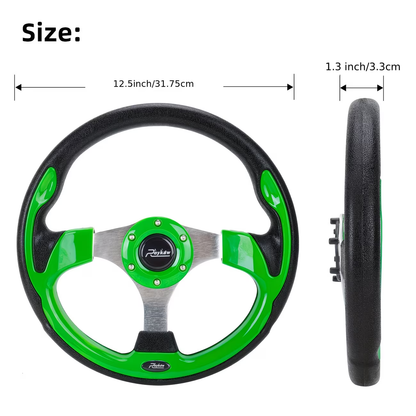 Golf Cart Steering Wheel 12.5 Inch Universal Fit – Compatible with Club Car DS Precedent Tempo, EZGO RXV TXT, Yamaha G29 Drive & Drive 2 | Upgrade Replacement Wheel