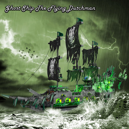 Flying Dutchman Pirate Ship Building Blocks Ghost Ship Model 40001 with LED Lights – Adult Teen Collector Construction Kit, Haunted Nautical Display Piece, Halloween Christmas Gift for Men Teens 14+