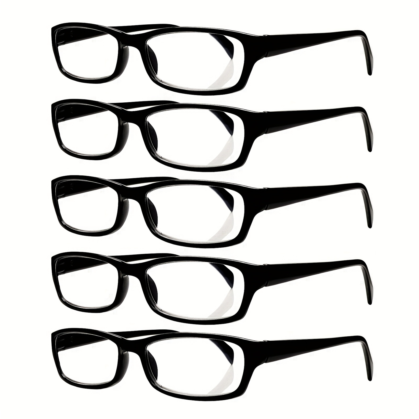 Reading Glasses 5 Pack for Women and Men Blue Light Blocking Readers Rectangular Spring Hinge Frame Anti Eyestrain Computer Reading Glasses Lightweight Fashionable Multi-Color Set Magnification 1.0 to 4.0