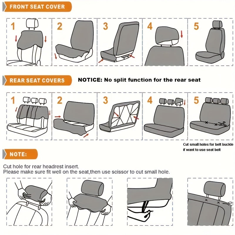 (Full Enclosure) 5-seat Fashion Tire Track Details Car Seat Covers, Suitable for Most 5-seat Models On The Market, Breathable Fabric.