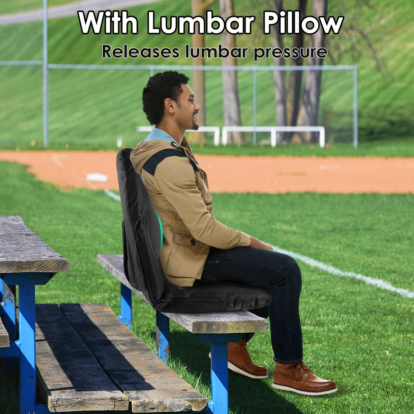 Heated Stadium Seat with Massage, 3-Level Heat & 6 Modes