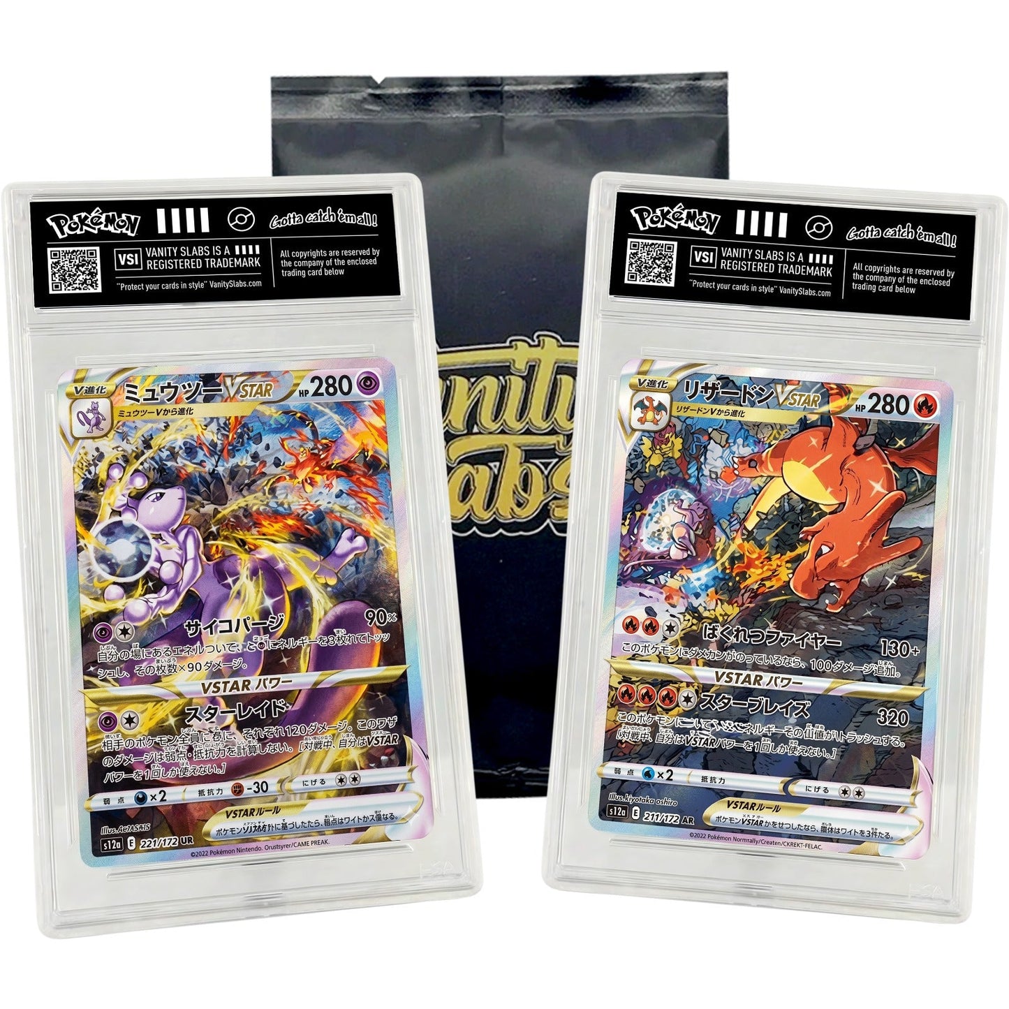 Pokemon Mystery Slab – Rare Hit Card in Premium Display Case | EX, V, VMAX, VSTAR or Full Art Guaranteed | English or Japanese | Gift for Kids & Collectors