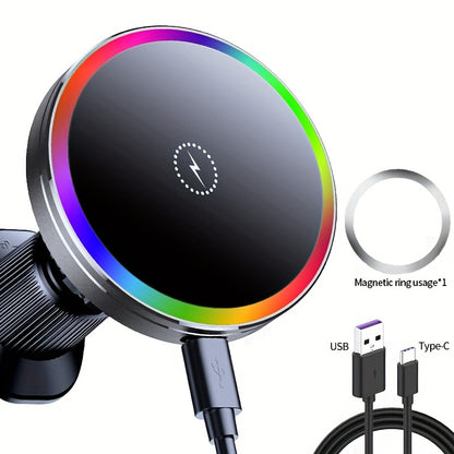 MagSafe Car Wireless Charger for iPhone 12-16 – Magnetic Air Vent Mount with Dual Cooling Fans, Qi1 Fast Charging, Sleek Circular Design for Apple iPhone 12, 13, 14, 15, 16 Series