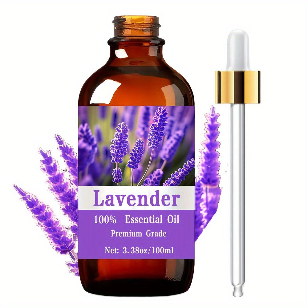 Pure Lavender Essential Oil 100ml – Calming Aromatherapy Oil for Sleep, Stress Relief & Massage | Nail Hair & Skin Care Oil for Men & Women | Relaxing Meditation Diffuser Oil Gift, 3.38 fl oz