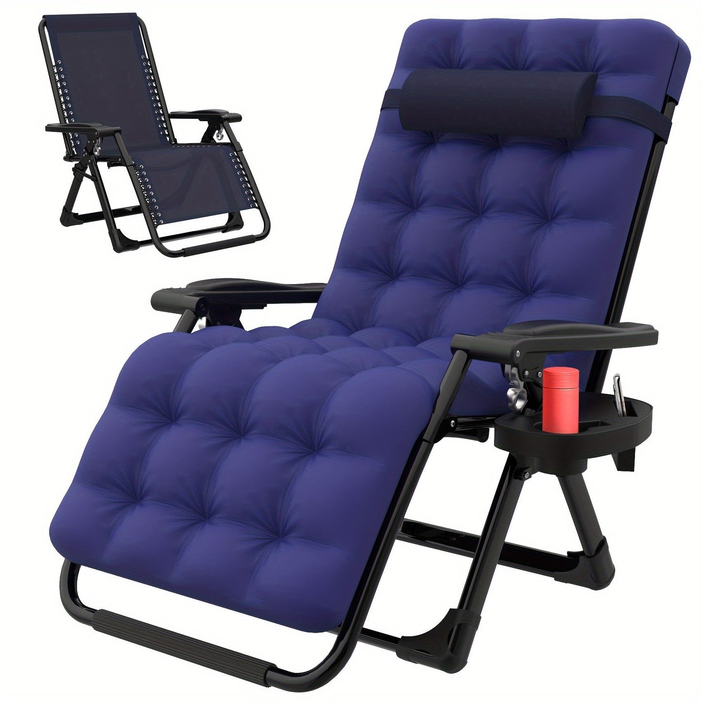 Zero Gravity Chair Outdoor Recliner – 440LBS Capacity, 4-Inch Thick Cushion, Upgraded Aluminum Lock, Cup Holder & Headrest, Breathable Mesh, Foldable Patio Lounge Chair for Backyard & Lawn (5 Colors)